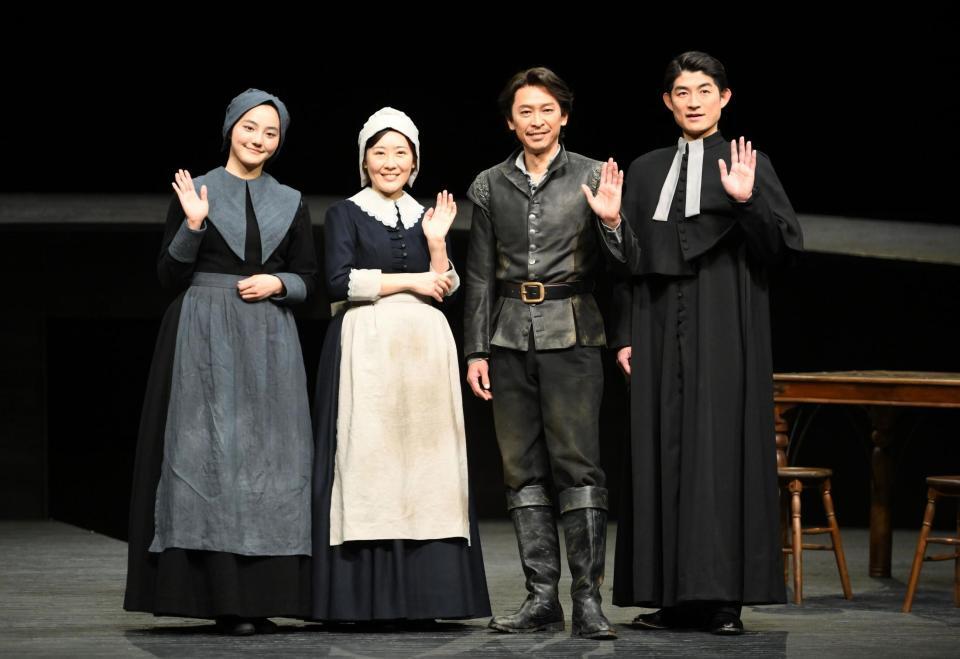 初日前会見を行った（左から）瀧七海、前田亜季、坂本昌行、松崎祐介（撮影・開出牧）