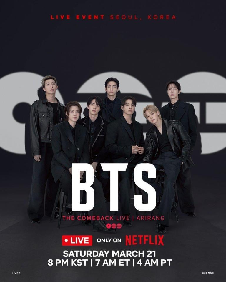 Ｎｅｔｆｌｉｘの公式Ｘ＠ｎｅｔｆｌｉｘより　２１日に行われるＢＴＳ公演はＮｅｔｆｌｉｘで生中継される