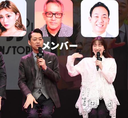 ノンストップ！の設楽統（左）と三上真奈アナウンサー（撮影・園田高夫）