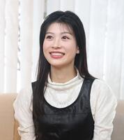 取材に応じる中田青渚（撮影・石井剣太郎）