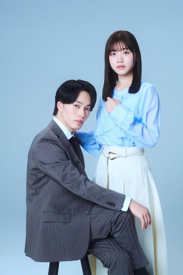 　Ｗ主演を果たす超特急・森次政裕（左）と佐々木美玲　（Ｃ）「あの夜、社長の子供を授かりました」製作委員会・ＭＢＳ