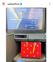 紗栄子もＡＮＡビジネスクラスでＮＹへ。２３年２月１０日付のインスタグラム＠ｓａｅｋｏｏｆｆｉｃｉａｌより