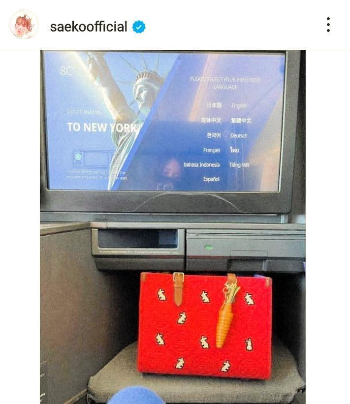 紗栄子もＡＮＡビジネスクラスでＮＹへ。２３年２月１０日付のインスタグラム＠ｓａｅｋｏｏｆｆｉｃｉａｌより