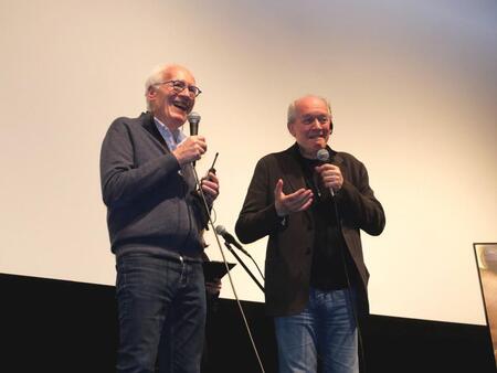 日本の観客に感謝を伝えるジャン＝ピエール・ダルデンヌ氏（左）、リュック・ダルデンヌ氏