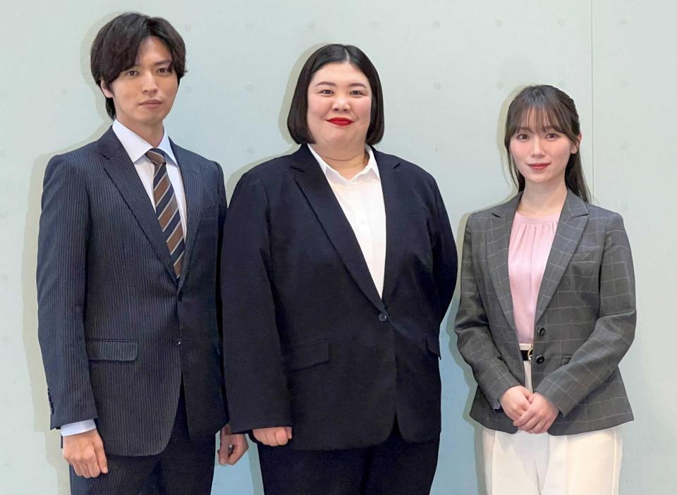 取材会に出席した（左から）桐山漣、熊元プロレス、守屋麗奈