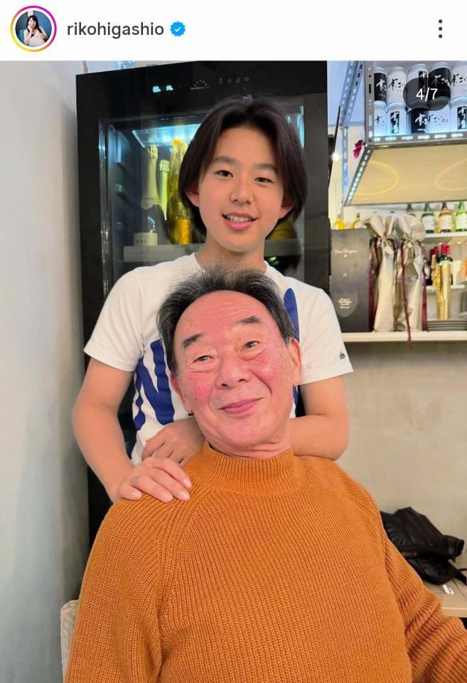 父・東尾修氏と長男。東尾理子のインスタグラム＠ｒｉｋｏｈｉｇａｓｈｉｏ（３月２５日付）より