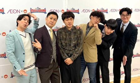 （左から）ドンデコルテ・小橋共作、渡辺銀次、たくろう・赤木裕、きむらバンド、めぞん・吉野おいなり君、原一刻