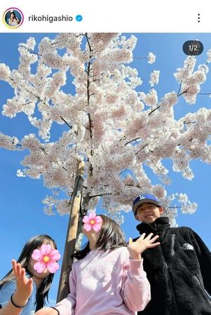 東尾理子のインスタグラム＠ｒｉｋｏｈｉｇａｓｈｉｏ（３月３１日付）より