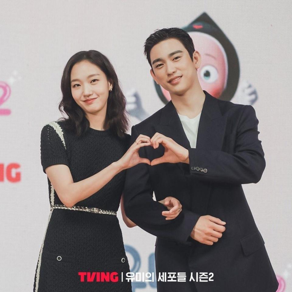 韓国動画配信サービス・ＴＶＩＮＧの公式Ｘ＠ｔｖｉｎｇｄｏｔｃｏｍより　「ユミの細胞たち２」では、ＧＯＴ７のジニョン（右）とタッグ