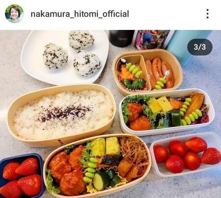親子遠足の弁当。２４年５月１０日付の中村仁美のインスタグラム＠ｎａｋａｍｕｒａ＿ｈｉｔｏｍｉ＿ｏｆｆｉｃｉａｌより