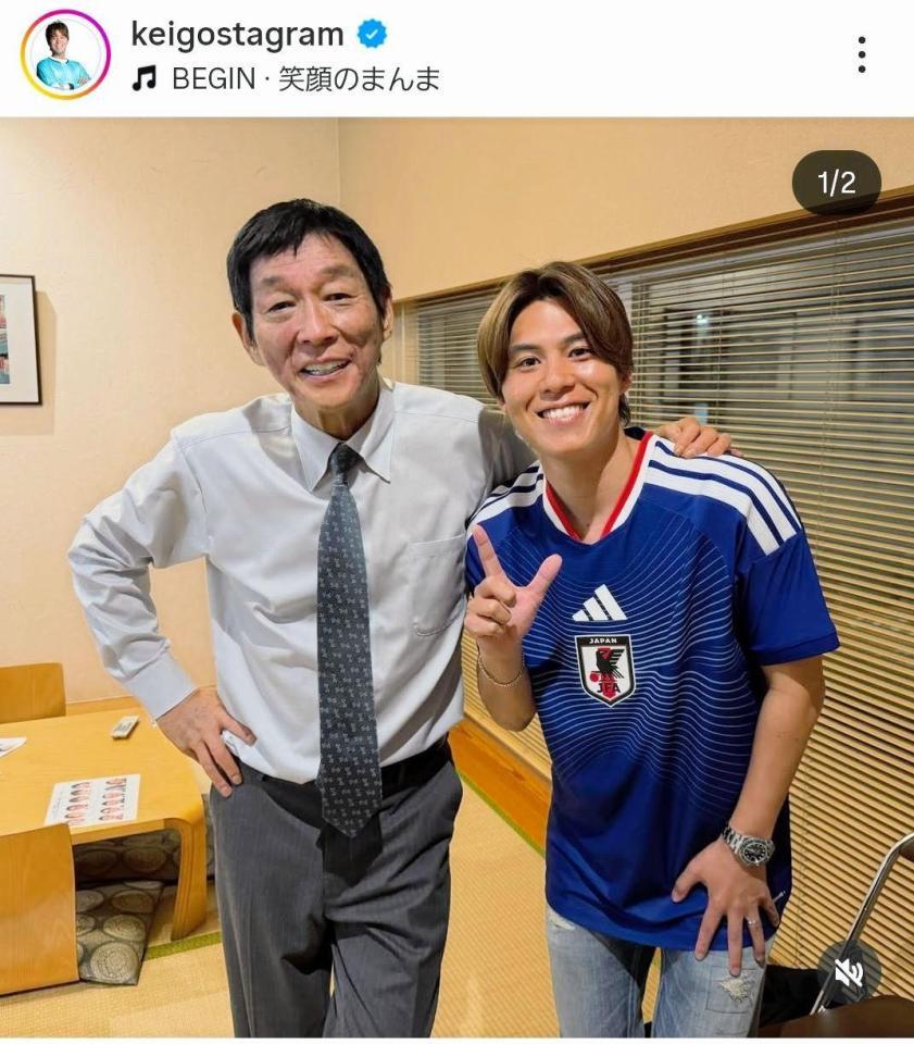 「さんま御殿」出演でさんまと次男・圭悟さん。インスタグラム＠ｋｅｉｇｏｓｔａｇｒａｍより