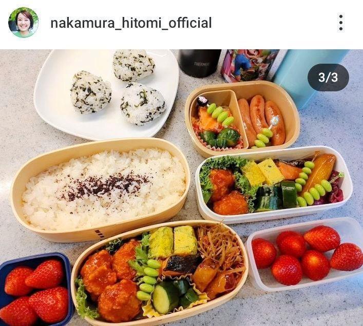 親子遠足の弁当。２４年５月１０日付の中村仁美のインスタグラム＠ｎａｋａｍｕｒａ＿ｈｉｔｏｍｉ＿ｏｆｆｉｃｉａｌより