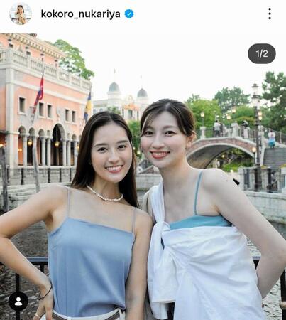 忽滑谷こころアナ（左）のインスタグラム＠ｋｏｋｏｒｏ＿ｎｕｋａｒｉｙａ（２５年８月２８日付）より