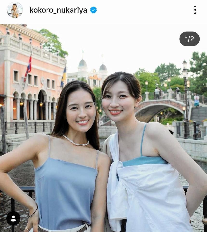 忽滑谷こころアナ（左）のインスタグラム＠ｋｏｋｏｒｏ＿ｎｕｋａｒｉｙａ（２５年８月２８日付）より