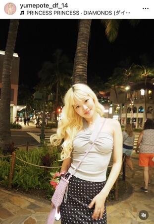 金髪でギャル全開のゆめぽて。公式インスタグラム＠ｙｕｍｅｐｏｔｅ＿ｄｆ＿１４より