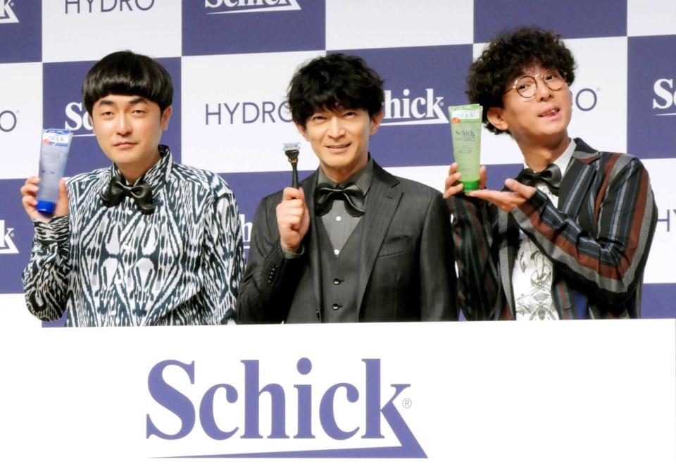 　イベントに出席した（左から）赤木裕、津田健次郎、きむらバンド