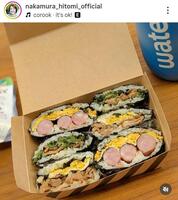 春休みに作った「おにぎらず」弁当。お花見にもぴったり！中村仁美のインスタグラム＠ｎａｋａｍｕｒａ＿ｈｉｔｏｍｉ＿ｏｆｆｉｃｉａｌ（３月２５日付）より