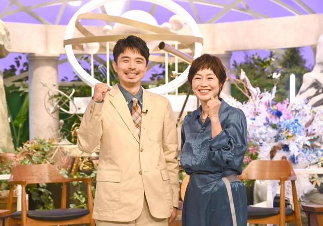 　名コンビ復活の有働由美子（右）と井ノ原快彦が新番組を盛り上げる（撮影・園田高夫）