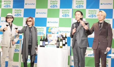 イベントに出席した（左から）樹林伸氏、樹林ゆう子氏、盛山晋太郎、リリー