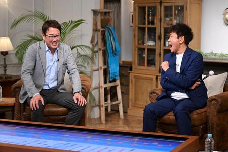 テレビ朝日系「浜田雅功とアスリート幸福論」で共演した浜田雅功（右）と古田敦也氏