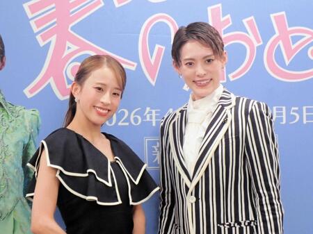 　取材会を開いた千咲えみ（左）と翼和希