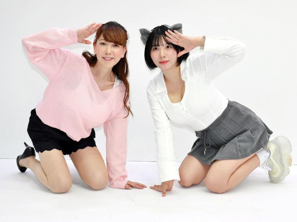 ニコニコ超会議で撮影会を実施した大原かおり（左）と三橋くん