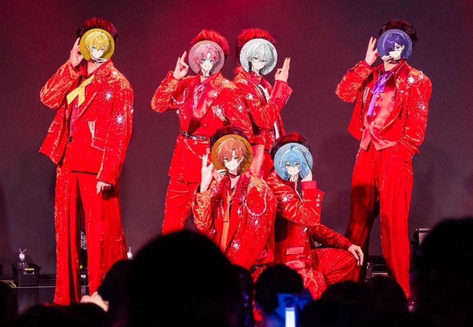 とぅるりぷの（前列左から）はりま、そあら、（後列同）まひろまる。、パルオ、ものくろ、つきしろやしろ。