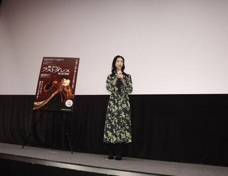 舞台あいさつに登壇する壇蜜＝東京・ＴＯＨＯシネマズ　シャンテ（撮影・西岡正）