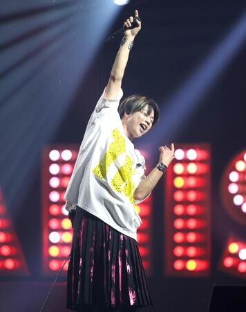 圧倒的な歌唱力で観客を魅了した増田貴久（撮影・伊藤笙子）