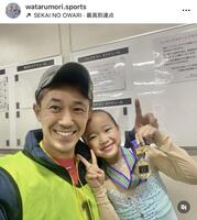 娘のフィギュアスケート大会優勝を報告する森渉。公式インスタグラム＠ｗａｔａｒｕｍｏｒｉ．ｓｐｏｒｔｓより