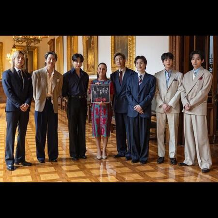 クラウディア・シェインバウムメキシコ大統領の公式インスタグラム＠ｃｌａｕｄｉａ＿ｓｈｅｉｎより　メキシコの大統領室から公式招待されたＢＴＳ