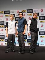 ワークマンとのコラボブランド「ＺＥＲＯ－ＳＴＡＧＥ」新ＣＭ発表会に出席した（左から）ＥＸＩＬＥ　ＴＥＴＳＵＹＡ、橘ケンチ、ＥＸＩＬＥ　ＴＡＫＡＨＩＲＯ