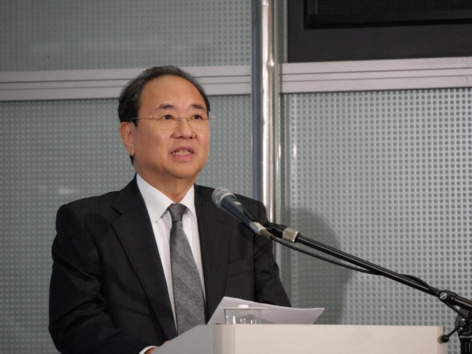 会見したフジテレビ清水賢治社長