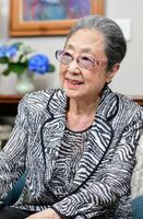 インタビューに答える佐藤愛子さん＝２０２１年６月、東京都世田谷区