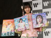 撮影に応じる岡田紗佳（１４日）