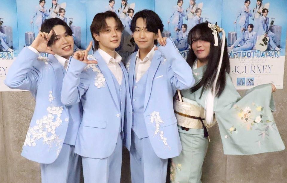 ミスタートロットジャパンの（左から）牛島隆太、Ｍａｓａｔｏ、島憂樹、風水ノ里恒彦