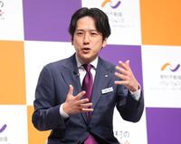 新ＣＭ発表会に登壇した二宮和也（撮影・石井剣太郎）