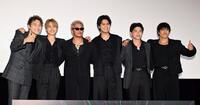 映画舞台あいさつに登場した（左から）小森隼、白濱亜嵐、数原龍友、片寄涼太、佐野玲於、中務裕太（撮影・堀内翔）