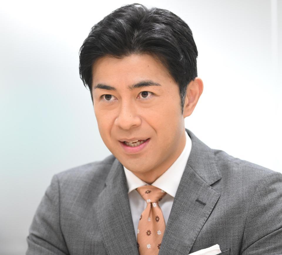 子育てと仕事について語る榎並大二郎アナウンサー＝フジテレビ本社ビル（撮影・堀内翔）