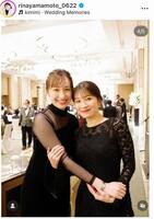 司会を務めた宇賀神アナ（左）と。山本里菜アナのインスタグラム＠ｒｉｎａｙａｍａｍｏｔｏ＿０６２２より 