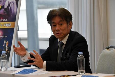 ＪＡＺＺ講談「名曲で綴る『２５』にまつわるジャズ物語」の取材会に出席した里村稔
