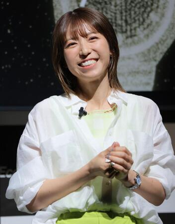 笑顔の若槻千夏＝表参道ヒルズ　スペース　オー（撮影・吉澤敬太）