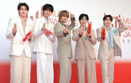 　Ｍ！ＬＫの（左から）山中柔太朗、曽野舜太、佐野勇斗、吉田仁人、塩﨑太智