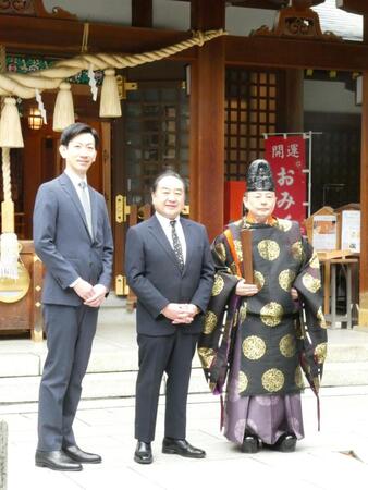 （撮影に応じる）坂東新悟、中村鴈治郎