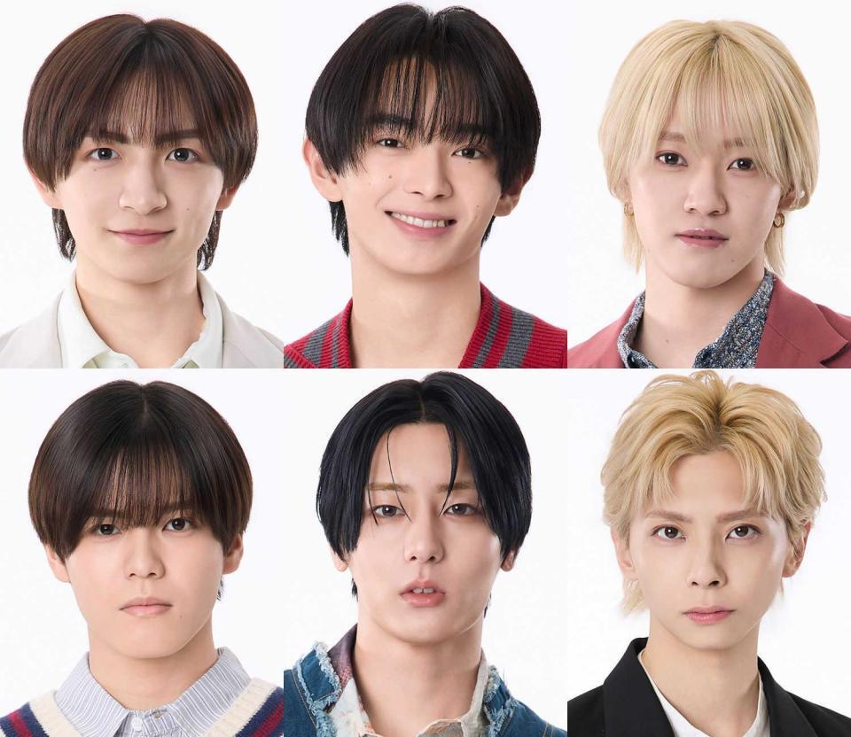 舞台「百鬼夜鏡」に出演する（上段左から）川﨑皇輝、内村颯太、元木湧、（下段左から）北川拓実　安嶋秀生　松尾龍　