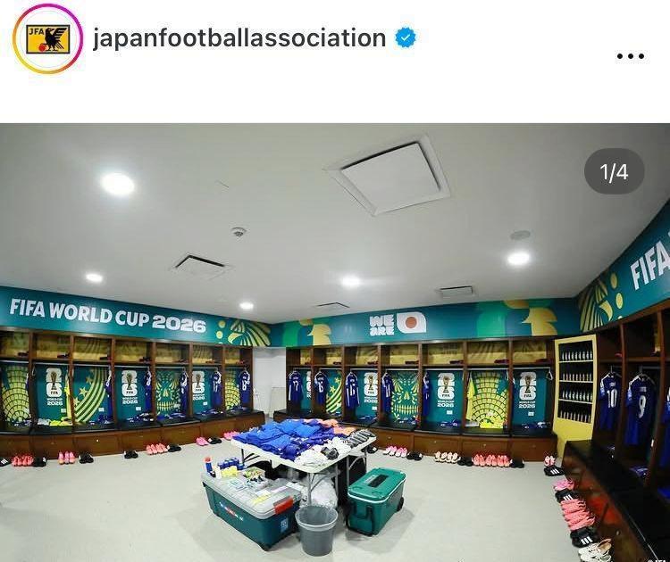 試合前のロッカールーム。日本サッカー協会のインスタグラム＠ｊａｐａｎｆｏｏｔｂａｌｌａｓｓｏｃｉａｔｉｏｎより 