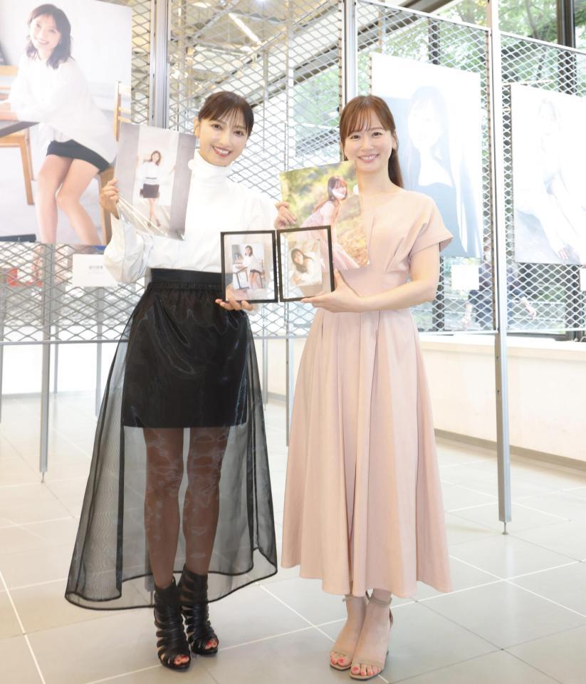 笑顔を見せる望月理恵（左）と皆藤愛子＝都内（撮影・吉澤敬太）