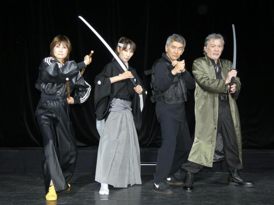 取材会を行った（左から）大下順子、真瀬樹里、春田純一、山本亨