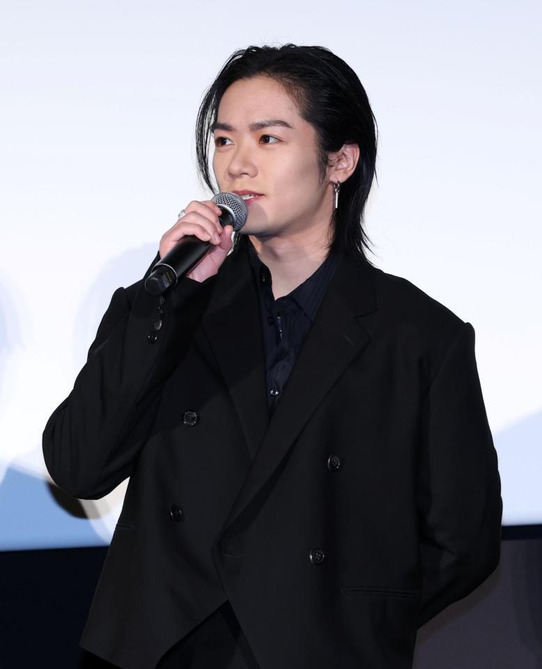 「ＨＩＧＨ＆ＬＯＷ　１０ｔｈ　ＡＮＮＩＶＥＲＳＡＲＹ　スペシャル舞台あいさつ付き上映会」に登場した川村壱馬（撮影・伊藤笙子）