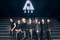 ＡＥＮの（左から）ハルト、ジヨン、ジュンソ、ギュヒョン、カイラ、ハル、ボミン（撮影・田中聖太郎写真事務所）